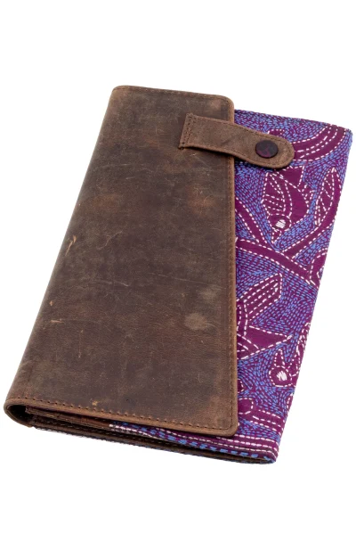 Leather Ladies Clutch with Kantha Work