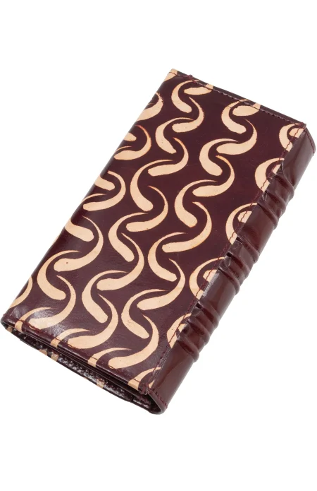 Shantiniketan Leather Ladies Wallet with Batik Design - Image 2
