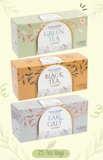 Black, Green & Earl Grey Tea Bags from Chengmari Tea Garden - Pack of 3
