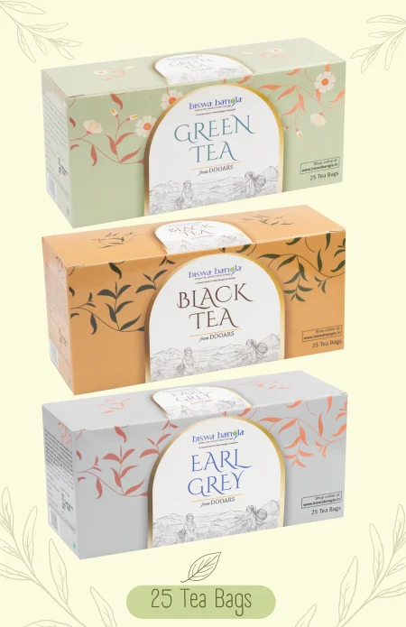 150g Black, Green & Earl Grey Tea Bags from Chengmari Tea Garden - Pack of 3