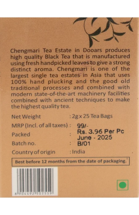 Black Tea Bags from Chengmari Tea Garden - Pack of 3 - Image 2