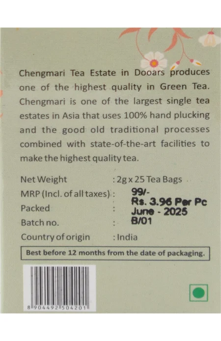 Green Tea Bags from Chengmari Tea Garden - Pack of 3 - Image 2