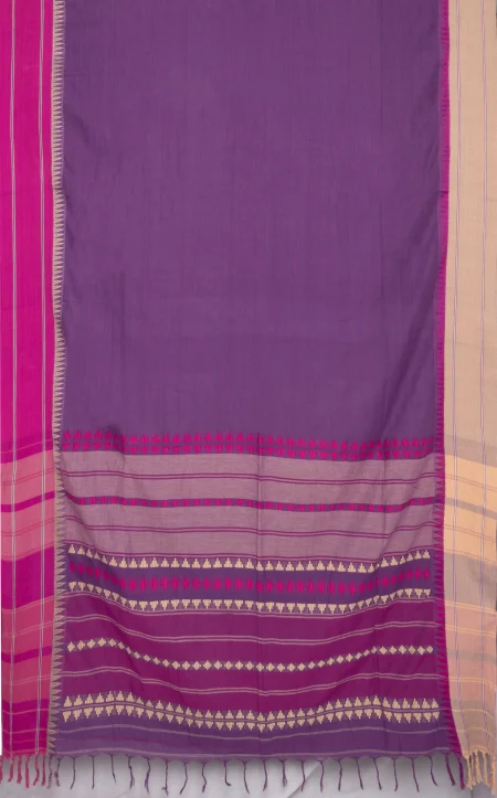 Begumpuri Cotton Saree - Magenta - Image 4