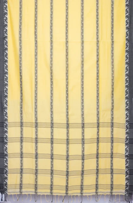 Santipuri Cotton Saree - Pastel Yellow - Image 2