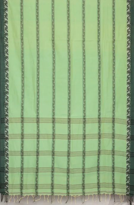 Santipuri Cotton Saree - Green - Image 4