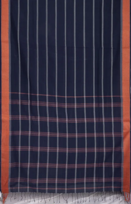 Santipuri Cotton Saree - Blue - Image 4