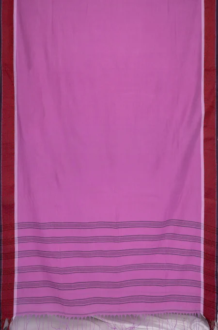 Santipuri Cotton Saree - Light Magenta - Image 4