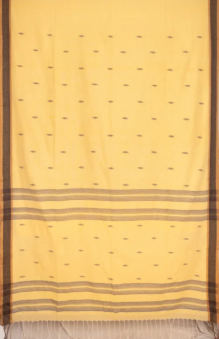 Santipuri Cotton Saree - Yellow - Image 4