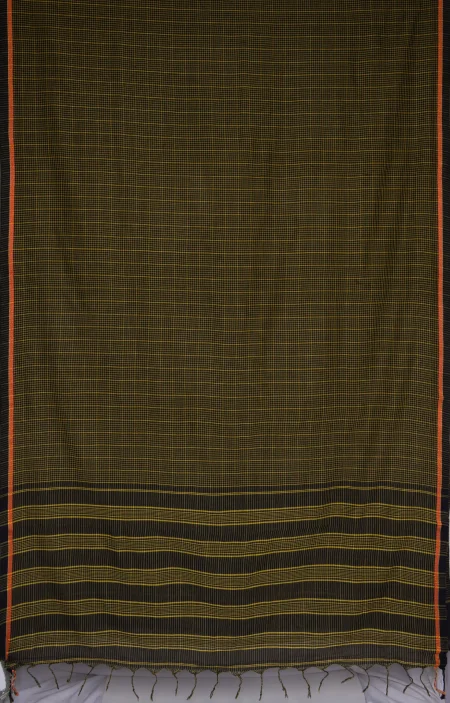 Santipuri Cotton Saree - Black - Image 4