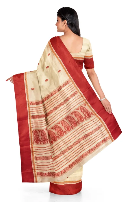 Garod Silk Saree - Red & White - Image 3