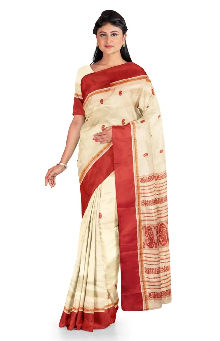 Garod Silk Saree - Red & White - Image 4