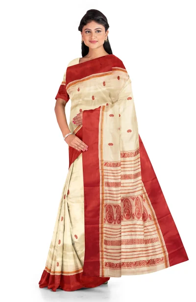Garod Silk Saree - Red & White