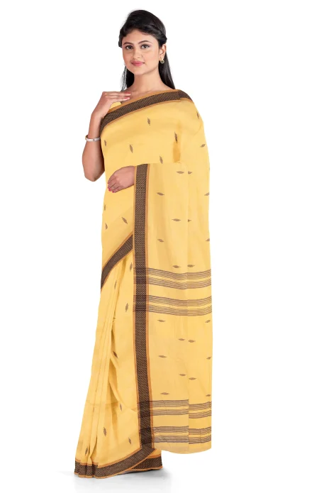 Santipuri Cotton Saree - Yellow