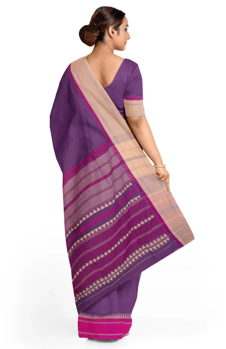 Begumpuri Cotton Saree - Magenta - Image 3