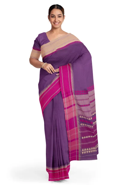 Begumpuri Cotton Saree - Magenta