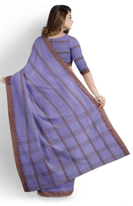 Santipuri Cotton Saree - Sky Blue - Image 3