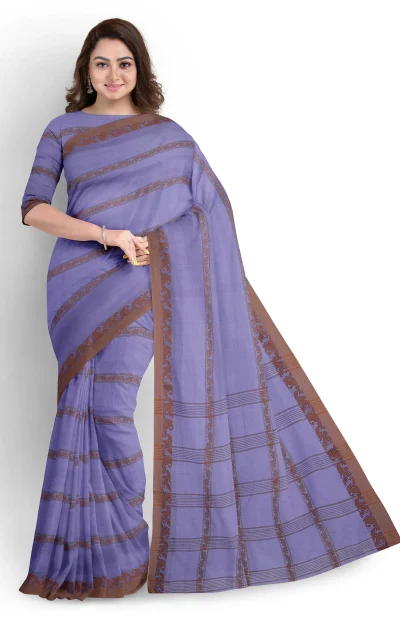 Santipuri Cotton Saree - Sky Blue