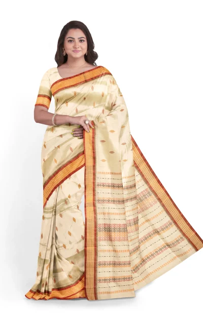 Garod Silk Saree - Off White