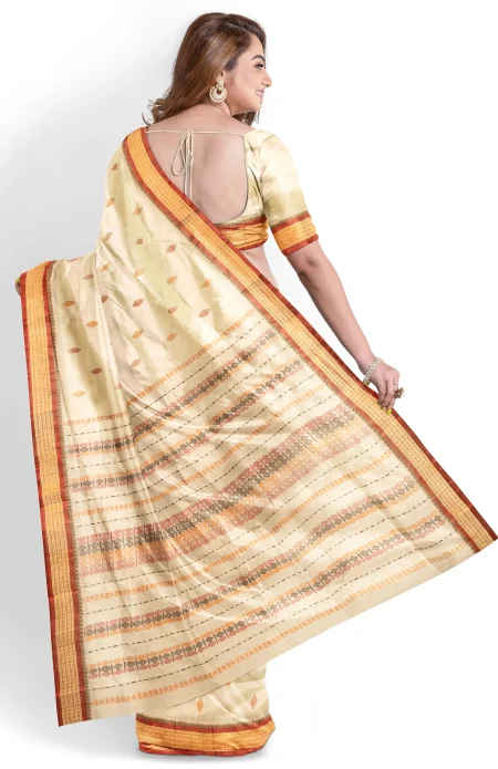 Garod Silk Saree - Off White - Image 4