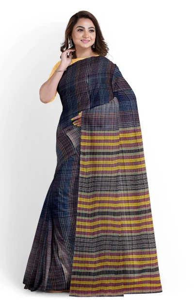 Handwoven Tangail Cotton Saree - Multi Colour