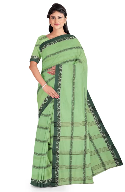 Santipuri Cotton Saree - Green