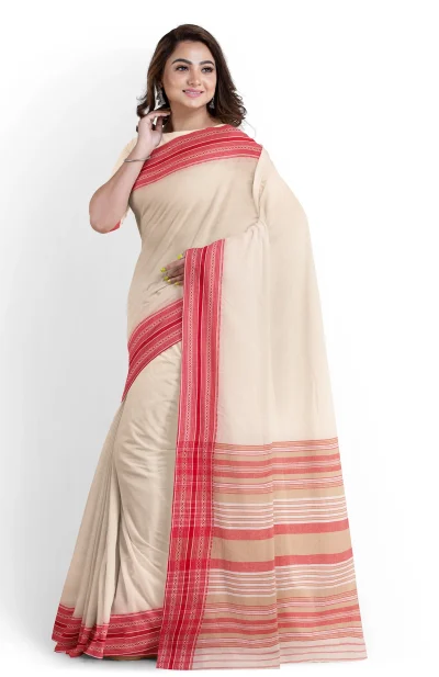 Begumpuri Cotton Saree - Off-White
