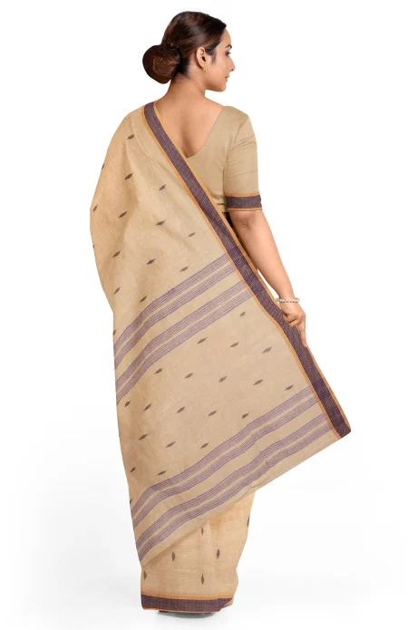 Santipuri Cotton Saree - Grey - Image 3
