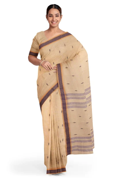 Santipuri Cotton Saree - Grey