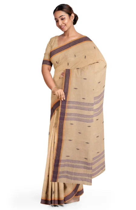 Santipuri Cotton Saree - Grey - Image 2