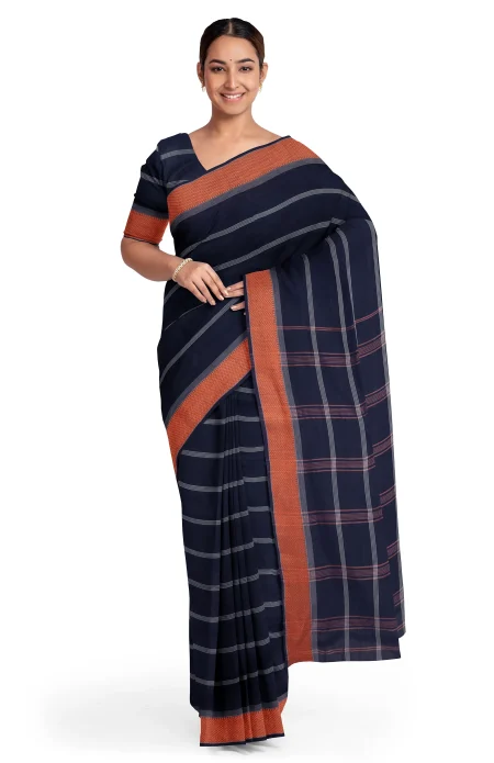 Santipuri Cotton Saree - Blue
