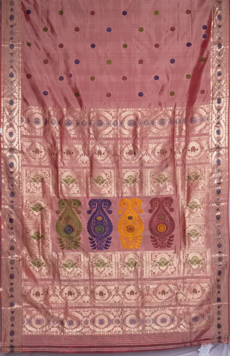 Baluchari Silk Saree - Peach - Image 4