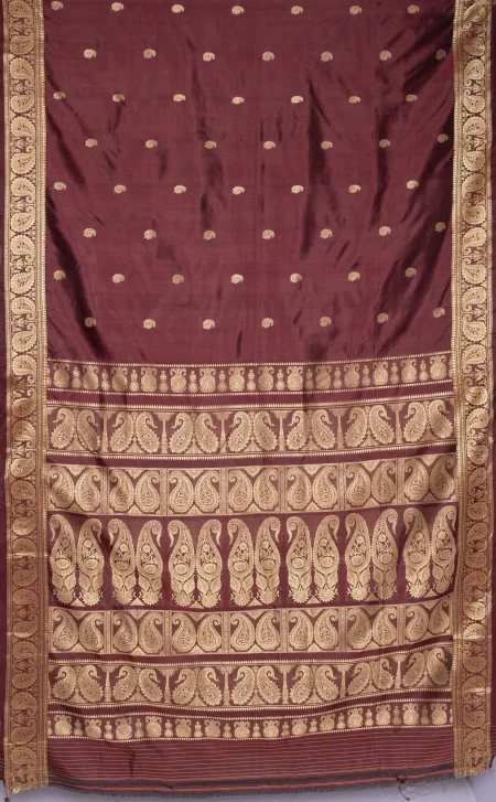 Baluchari Silk Saree - Brown - Image 4