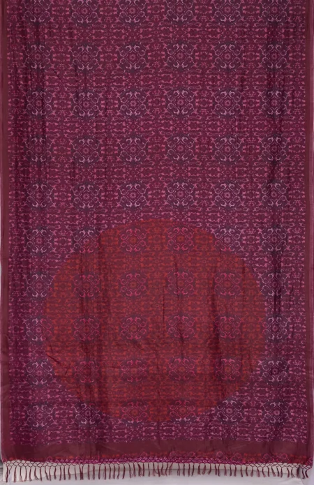Printed Silk Saree - Wine - Image 4