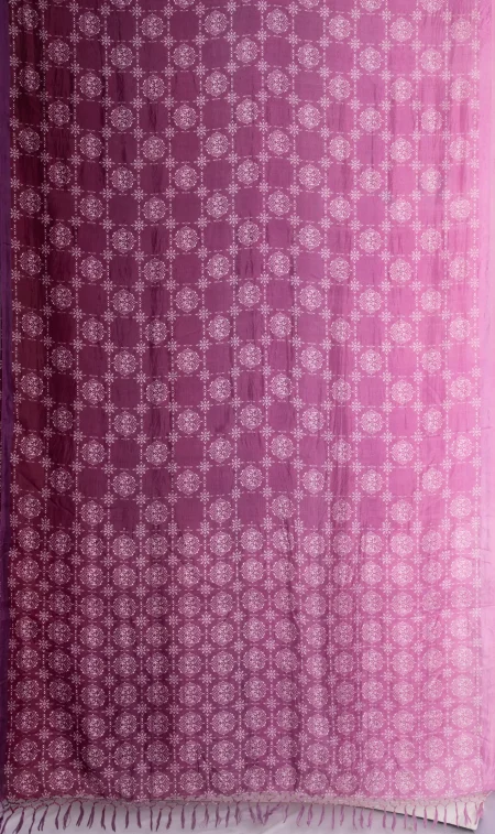 Printed Silk Saree - Pink - Image 4