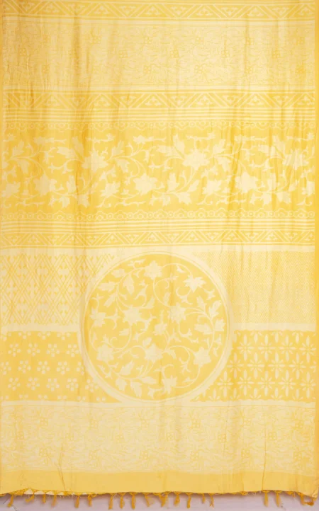 Screen Printed Silk Saree - Blazing yellow - Image 4