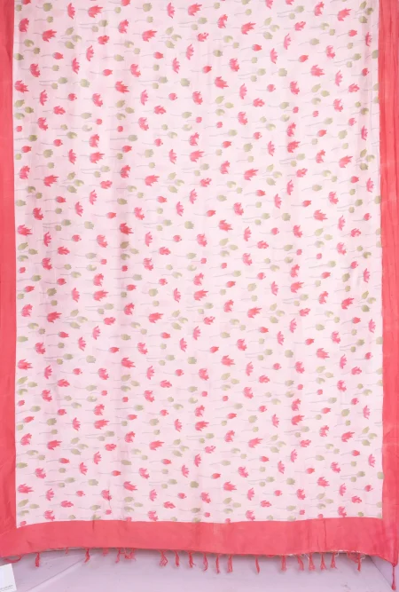Screen Printed Silk Saree - Orchid pink - Image 5