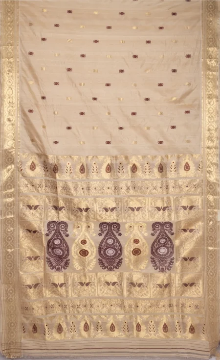 Tussar Silk Baluchari Saree - Beige - Image 4