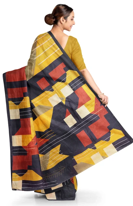 Printed Silk Saree - Multi Colour - Image 3
