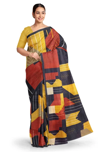 Printed Silk Saree - Multi Colour