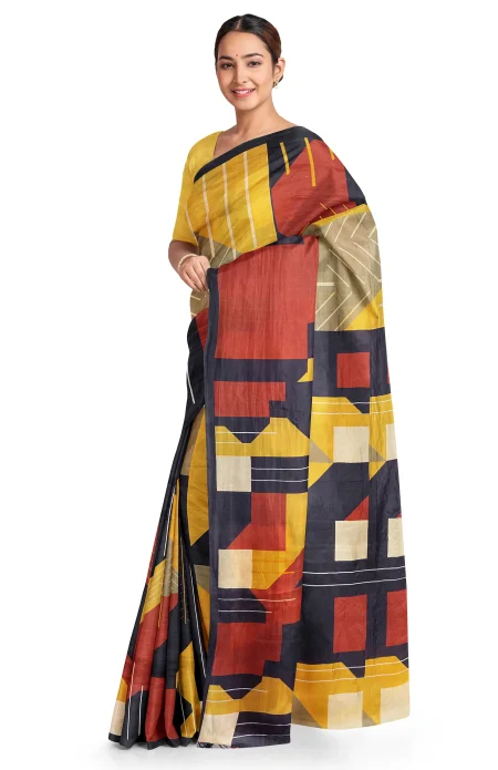Printed Silk Saree - Multi Colour - Image 2