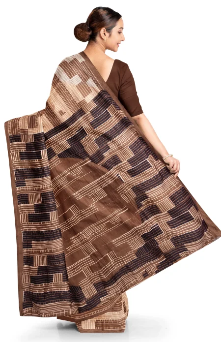 Printed Silk Saree - Multi Colour - Image 3