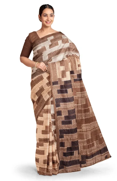Printed Silk Saree - Multi Colour
