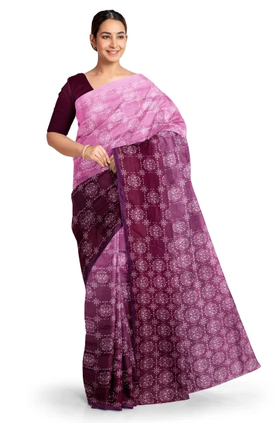 Printed Silk Saree - Pink