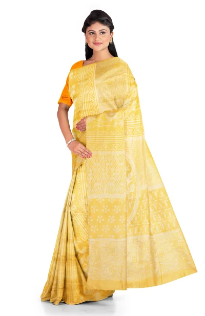 Printed Silk Saree - Blazing yellow