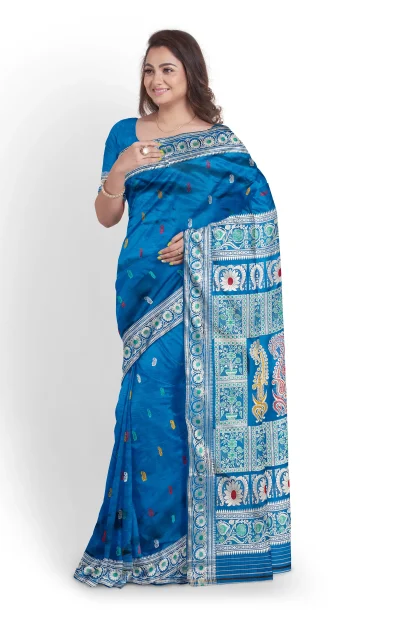 Baluchari Silk Saree - French Blue