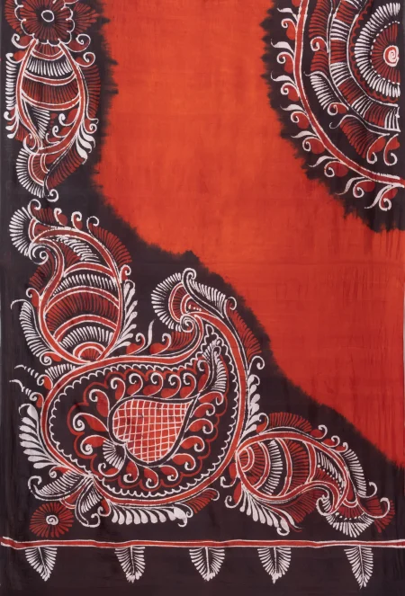 Batik Silk Saree - Black - Image 4