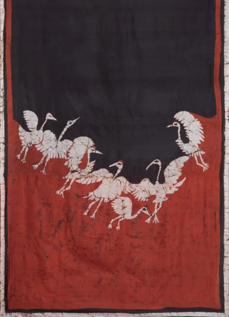 Batik Silk Saree - Black - Image 4