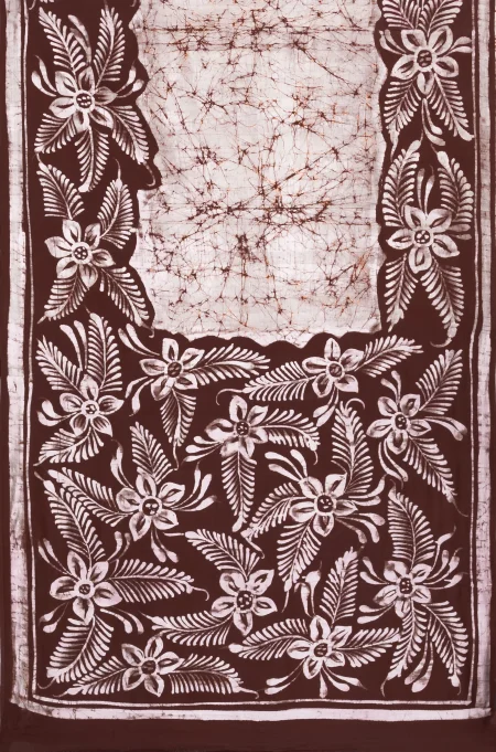 Batik Silk Saree - Brown - Image 4