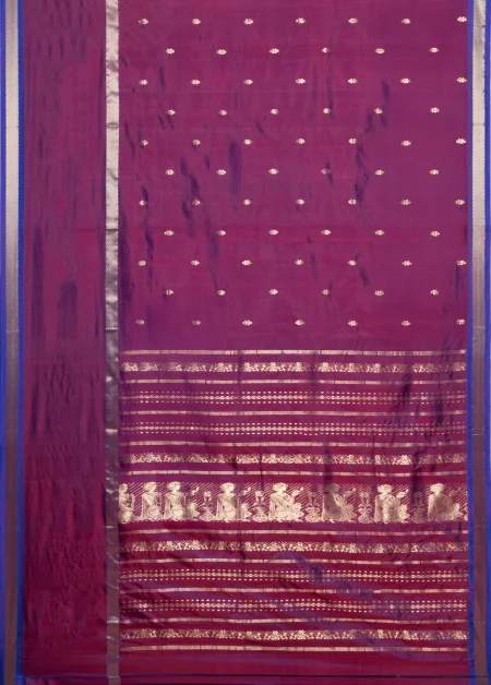 Garod Silk Saree - Magenta - Image 4