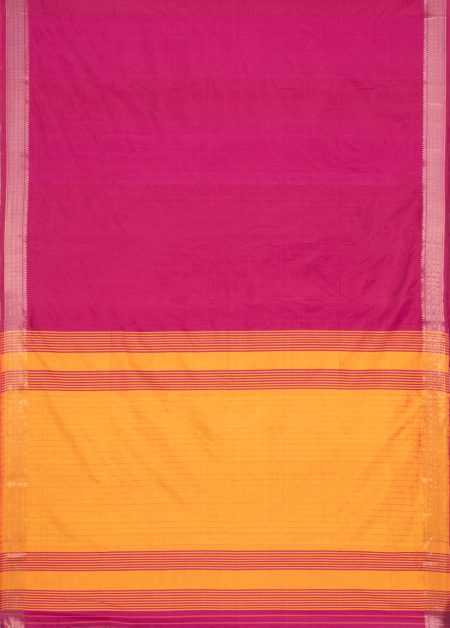 Handwoven Bishnupuri Silk Saree - Purple - Image 4